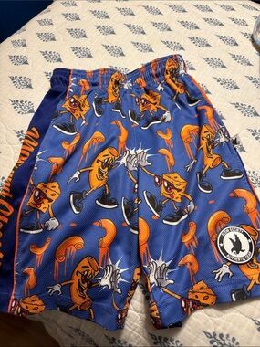 Flow Society Blue & Orange Cartoon Graphic Athletic Shorts